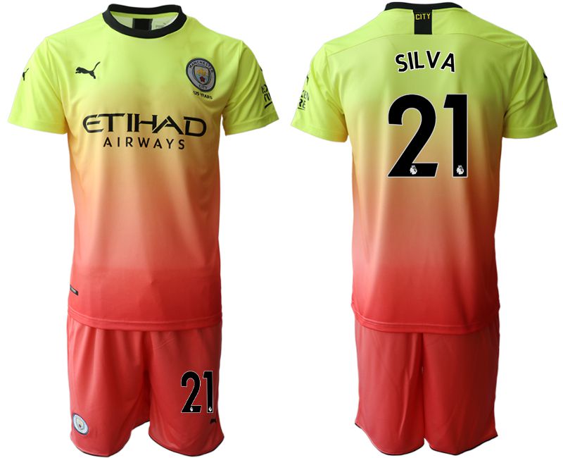 Men 2019-2020 club Manchester City away #21 yellow Soccer Jerseys